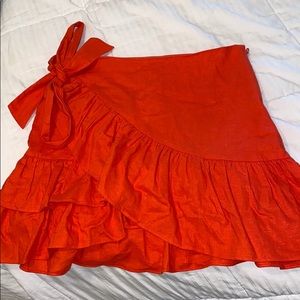Topshop orange ruffle skirt